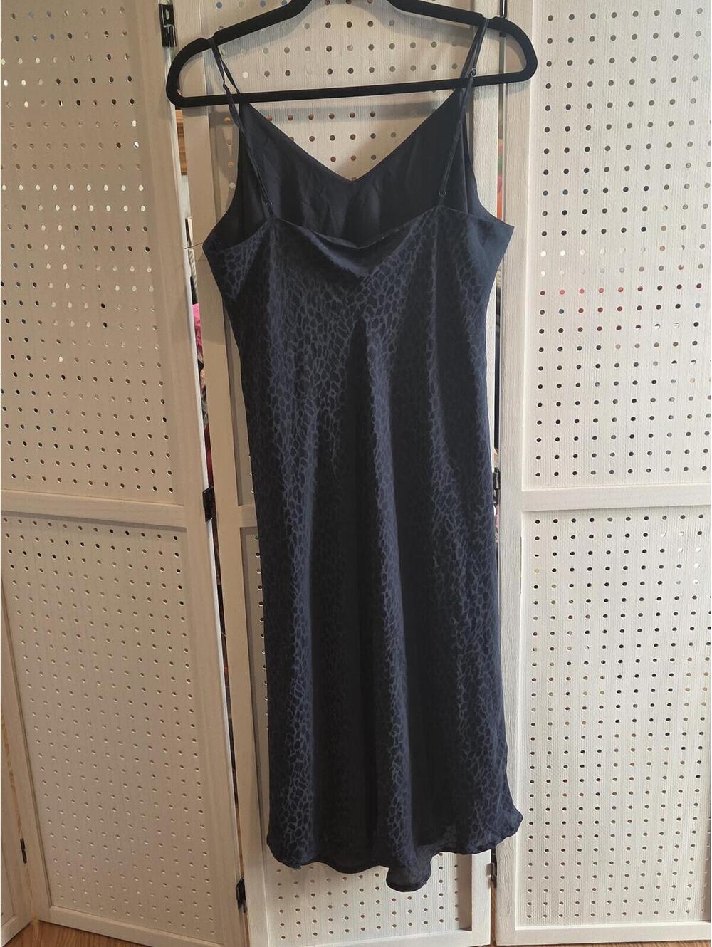 Blue Leopard Print Slip Dress with Spaghetti Straps - Picture 8 of 9